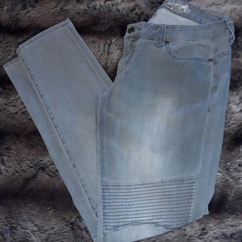 Express Gray Moto Jeans